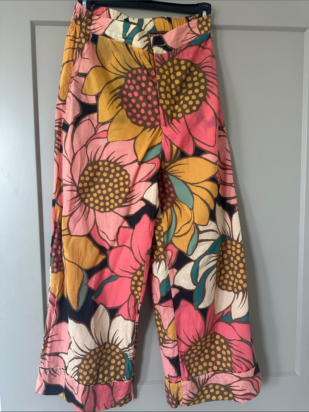 FARM Rio Pink Yellow Floral Wide-Leg Pants - Picture 2 of 7